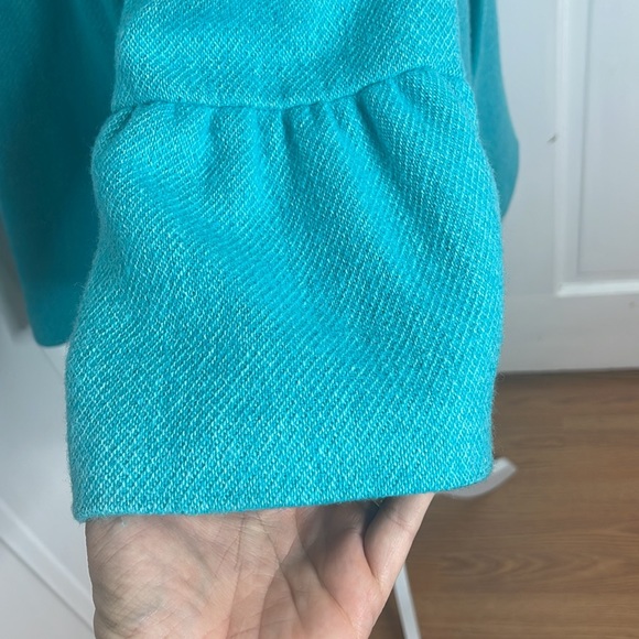 Talbots | Turquoise Wool Blend Flounce Sleeve Jacket - Picture 8 of 14